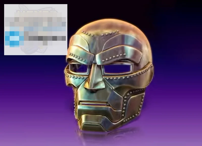 Doctor Doom mask 3D model with armored plates and rivet details