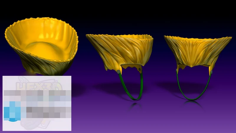 Yellow ridged Guile Street Fighter wearable headpiece with green side loops