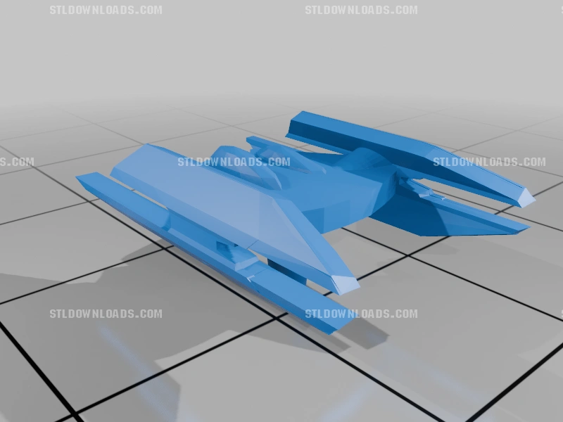 Blue 3D model of a Star Wars Hyena-class Droid Bomber with swept wings