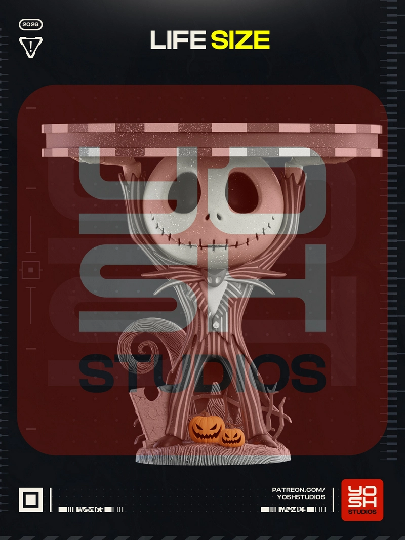 Jack Skellington table statue with pumpkins and a striped suit