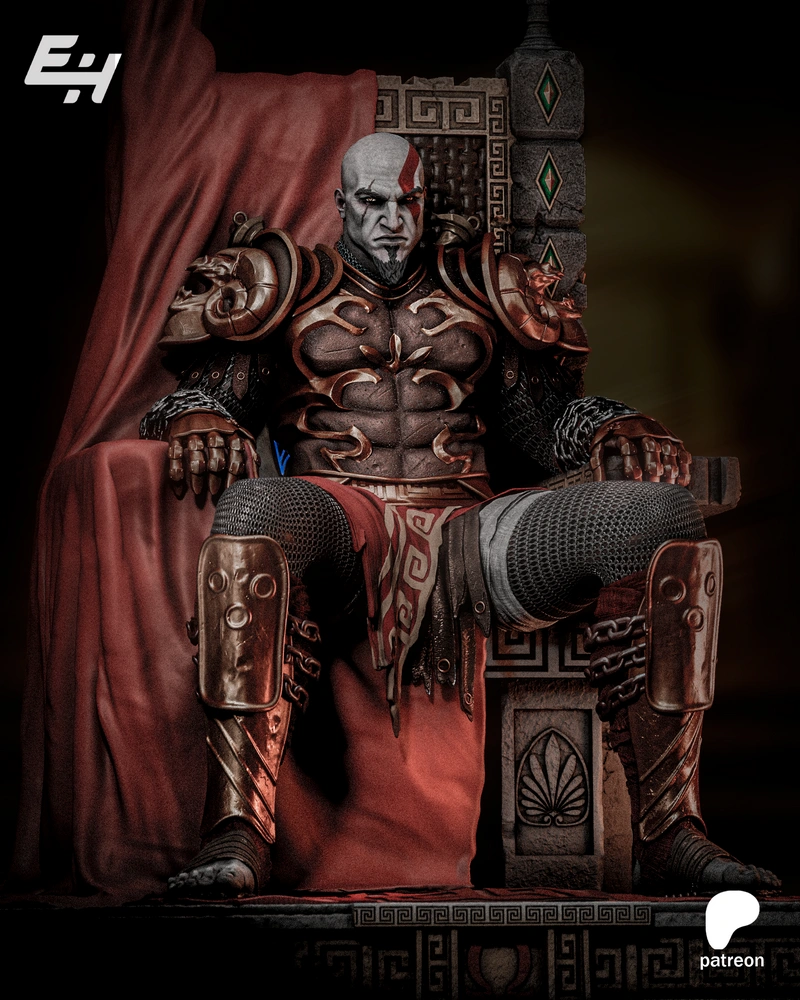 Kratos on Throne: God of War 3D Printing Model