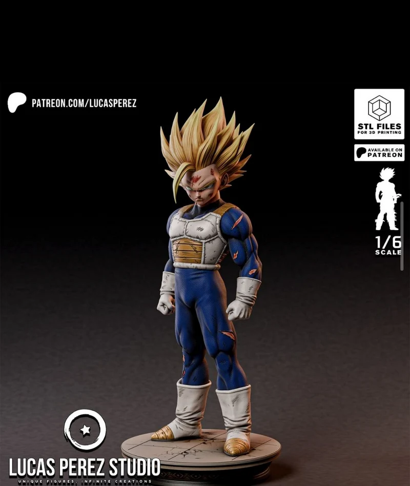 Gohan SSJ2 Dragon Ball figurine with golden hair and blue battle suit