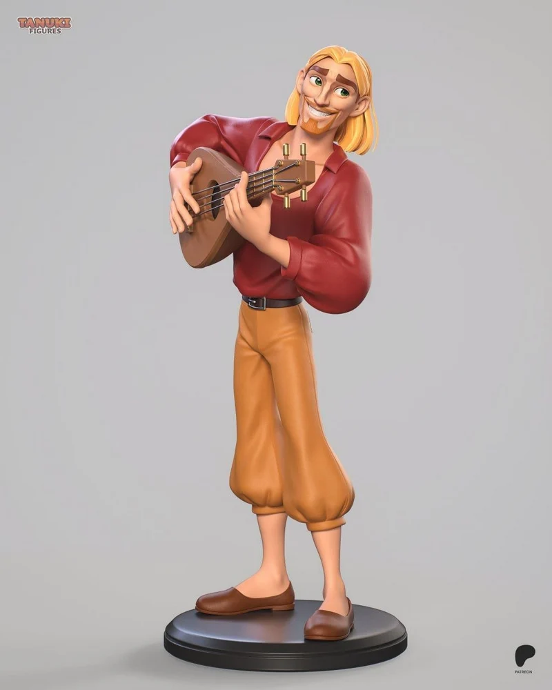 Miguel from The Road to El Dorado playing guitar as a full-body statue