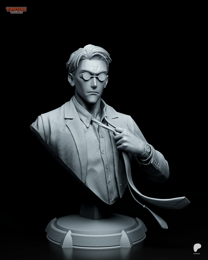 Nanami Kento Jujutsu Kaisen bust 3D model with glasses and loose tie