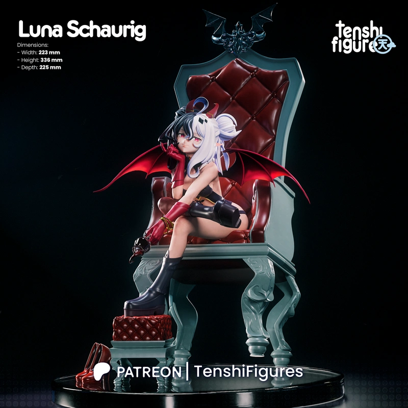 Luna Schaurig seated fantasy character figurine on an ornate throne