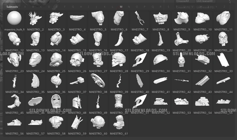 Multipart Maestro Marvel character model with heads, torso, fists, limbs, and sculpted accessories